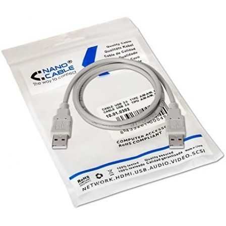 Nanocable Cable USB 2.0 Macho a Macho, 2 m, Beige Nanocable Cable USB 2.0 Macho a Macho, 2 m, Beige